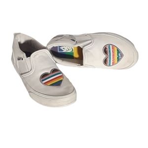 Vans Asher Pride, Rainbow glitter heart slip on sneakers